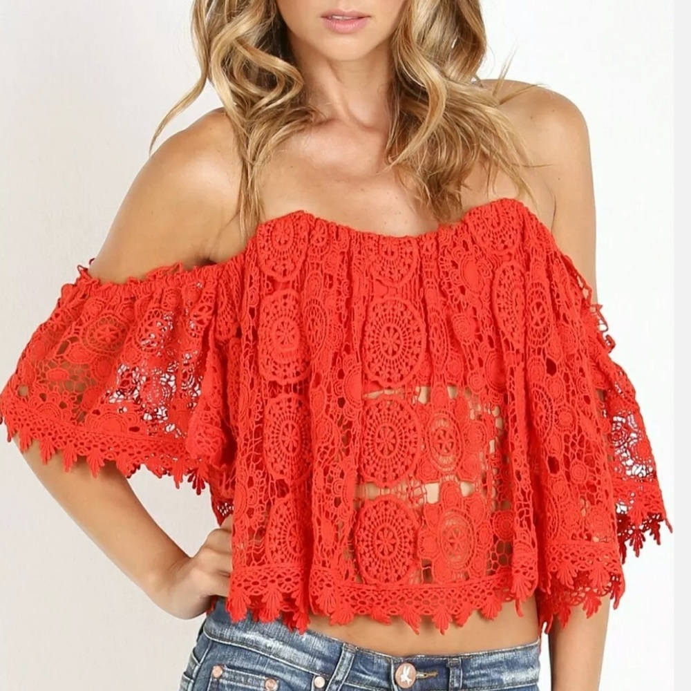 Tularosa Red Amelia Crocket Top S